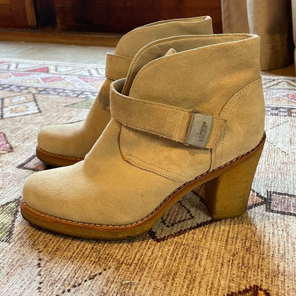 UGG Leather Shearling Lined Heeled Boots